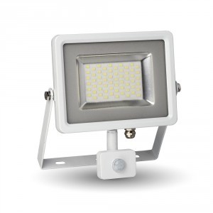 Biely High-End SMD LED reflektor 20W s pohybovým senzorom