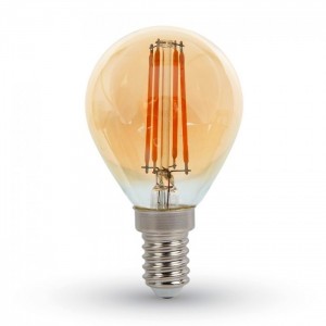 Jantárová LED filament žiarovka E14 P45 4W