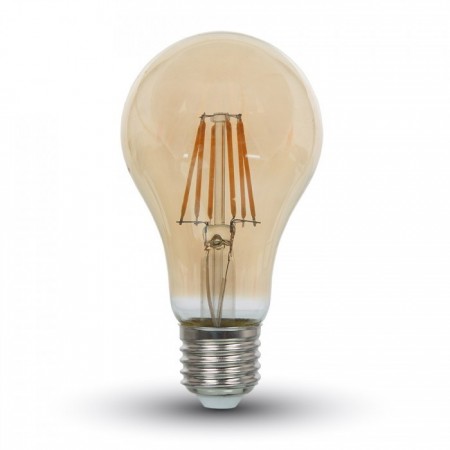 Jantárová LED filament žiarovka E27 A67 8W