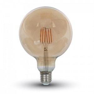 Jantárová LED filament žiarovka E27 G125 6W