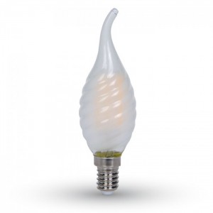Opálová LED filament twist sviečka E14 4W plameň