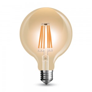 Stmievateľná jantárová LED filament žiarovka E27 G125 8W
