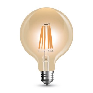 Stmievateľná jantárová LED filament žiarovka E27 G95 6W