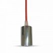 Chrómová závesná lampa s červeným káblom