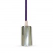 Chrómová závesná lampa s fialovým káblom