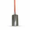 Chrómová závesná lampa s oranžovým káblom