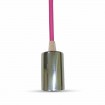 Chrómová závesná lampa s ružovým káblom
