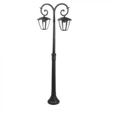 Dvojitá čierna stĺpová záhradná lampa 140cm na E27 žiarovku
