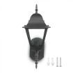 Matný čierny záhradný nástenný lampáš na E27 žiarovku veľký