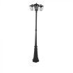Trojitá čierna stĺpová záhradná lampa 190cm na E27 žiarovku