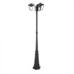 Trojitá čierna stĺpová záhradná lampa 190cm na E27 žiarovku